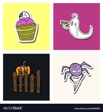 Collection of halloween flat celebration cards vector image