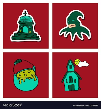 Collection of halloween flat celebration cards vector image