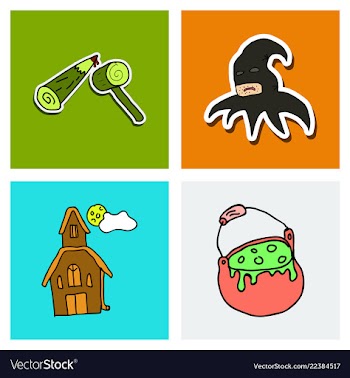 Collection of halloween flat celebration cards vector image