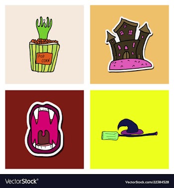 Collection of halloween flat celebration cards vector image