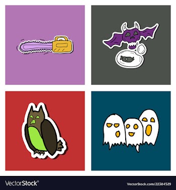 Collection of halloween flat celebration cards vector image