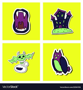 Collection of halloween flat celebration cards vector image