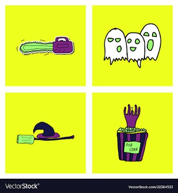 Collection of halloween flat celebration cards vector image