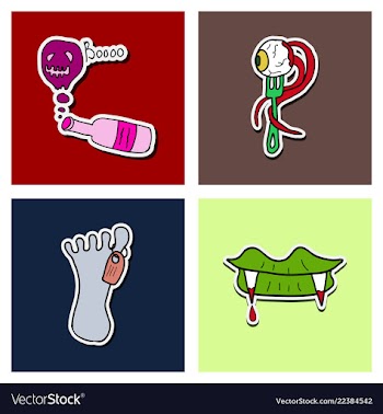 Collection of halloween flat celebration cards vector image
