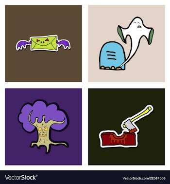 Collection of halloween flat celebration cards vector image