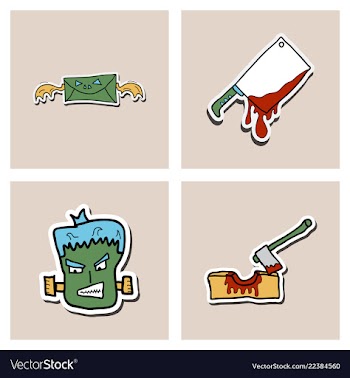 Collection of halloween flat celebration cards vector image