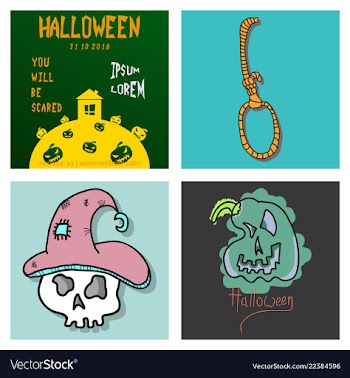 Collection of halloween flat celebration cards vector image
