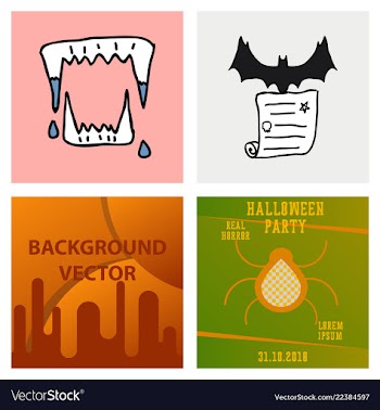 Collection of halloween flat celebration cards vector image