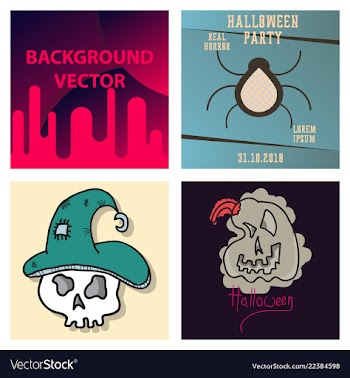 Collection of halloween flat celebration cards vector image