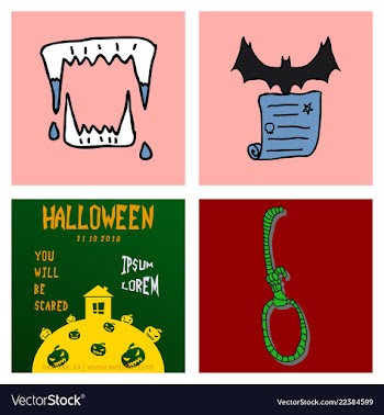 Collection of halloween flat celebration cards vector image