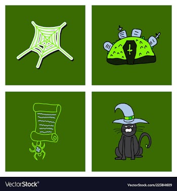 Collection of halloween flat celebration cards vector image