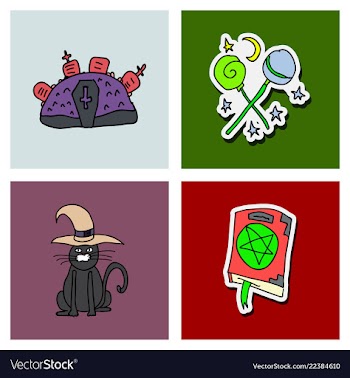 Collection of halloween flat celebration cards vector image