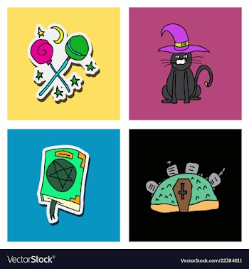 Collection of halloween flat celebration cards vector image