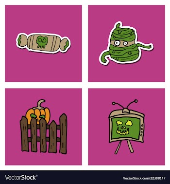 Collection of halloween flat celebration cards vector image