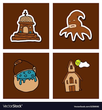 Collection of halloween flat celebration cards vector image