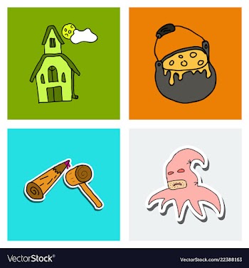 Collection of halloween flat celebration cards vector image