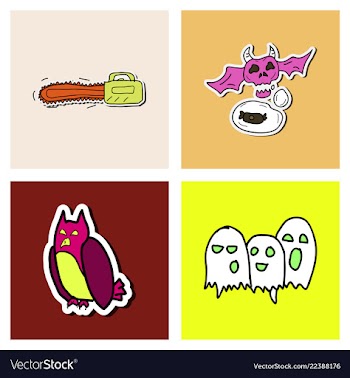 Collection of halloween flat celebration cards vector image