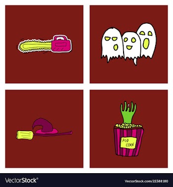 Collection of halloween flat celebration cards vector image