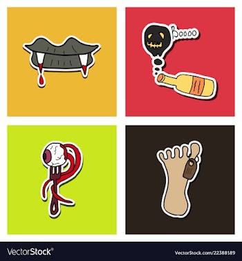 Collection of halloween flat celebration cards vector image
