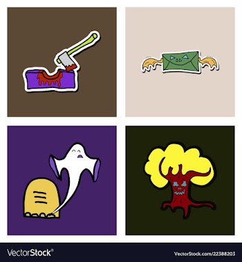 Collection of halloween flat celebration cards vector image