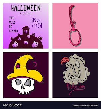 Collection of halloween flat celebration cards vector image