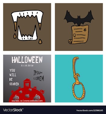 Collection of halloween flat celebration cards vector image