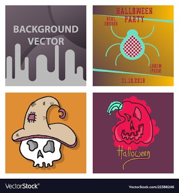 Collection of halloween flat celebration cards vector image