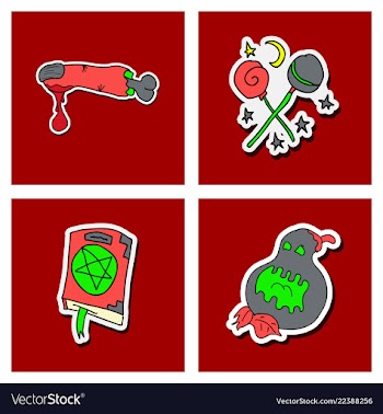 Collection of halloween flat celebration cards vector image