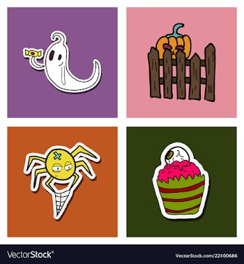 Collection of halloween flat celebration cards vector image
