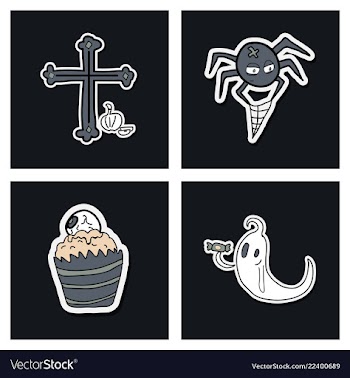 Collection of halloween flat celebration cards vector image