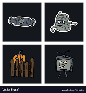 Collection of halloween flat celebration cards vector image