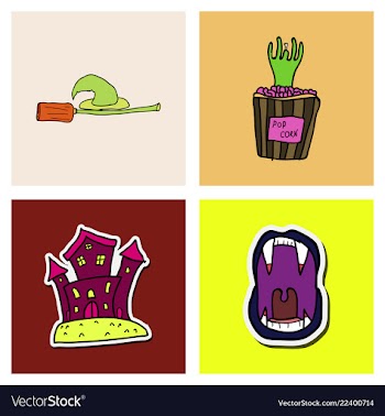 Collection of halloween flat celebration cards vector image