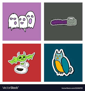 Collection of halloween flat celebration cards vector image