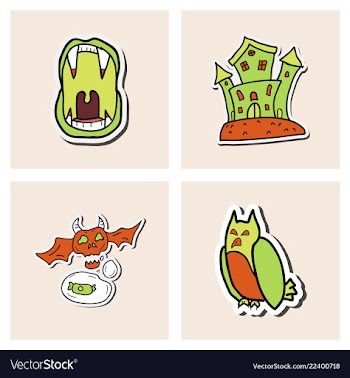 Collection of halloween flat celebration cards vector image