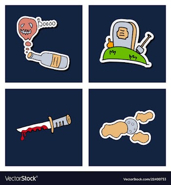 Collection of halloween flat celebration cards vector image