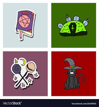 Collection of halloween flat celebration cards vector image