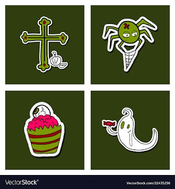 Collection of halloween flat celebration cards vector image