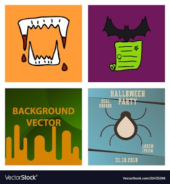 Collection of halloween flat celebration cards vector image
