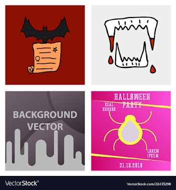 Collection of halloween flat celebration cards vector image