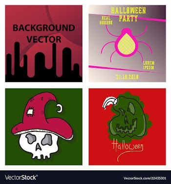 Collection of halloween flat celebration cards vector image