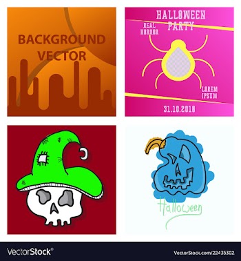 Collection of halloween flat celebration cards vector image