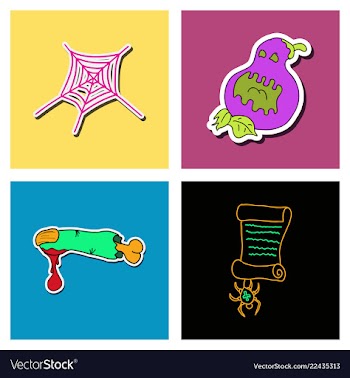 Collection of halloween flat celebration cards vector image