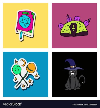 Collection of halloween flat celebration cards vector image