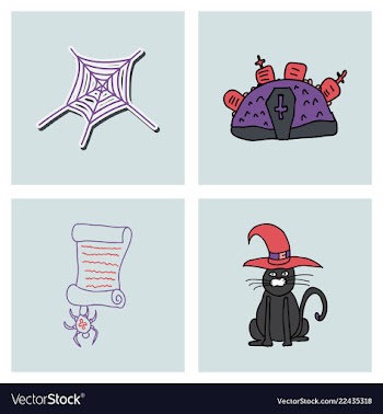 Collection of halloween flat celebration cards vector image