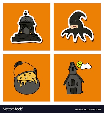 Collection of halloween flat celebration cards vector image