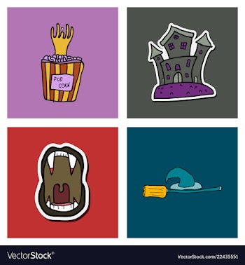 Collection of halloween flat celebration cards vector image