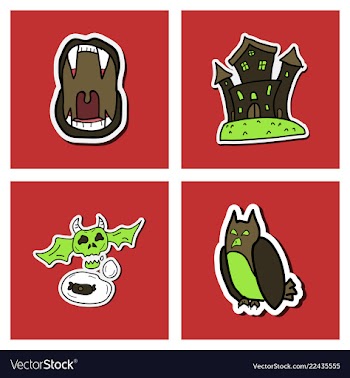 Collection of halloween flat celebration cards vector image