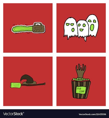 Collection of halloween flat celebration cards vector image