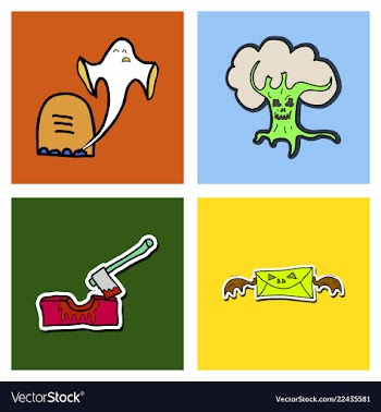 Collection of halloween flat celebration cards vector image