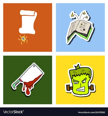 Collection of halloween flat celebration cards vector image